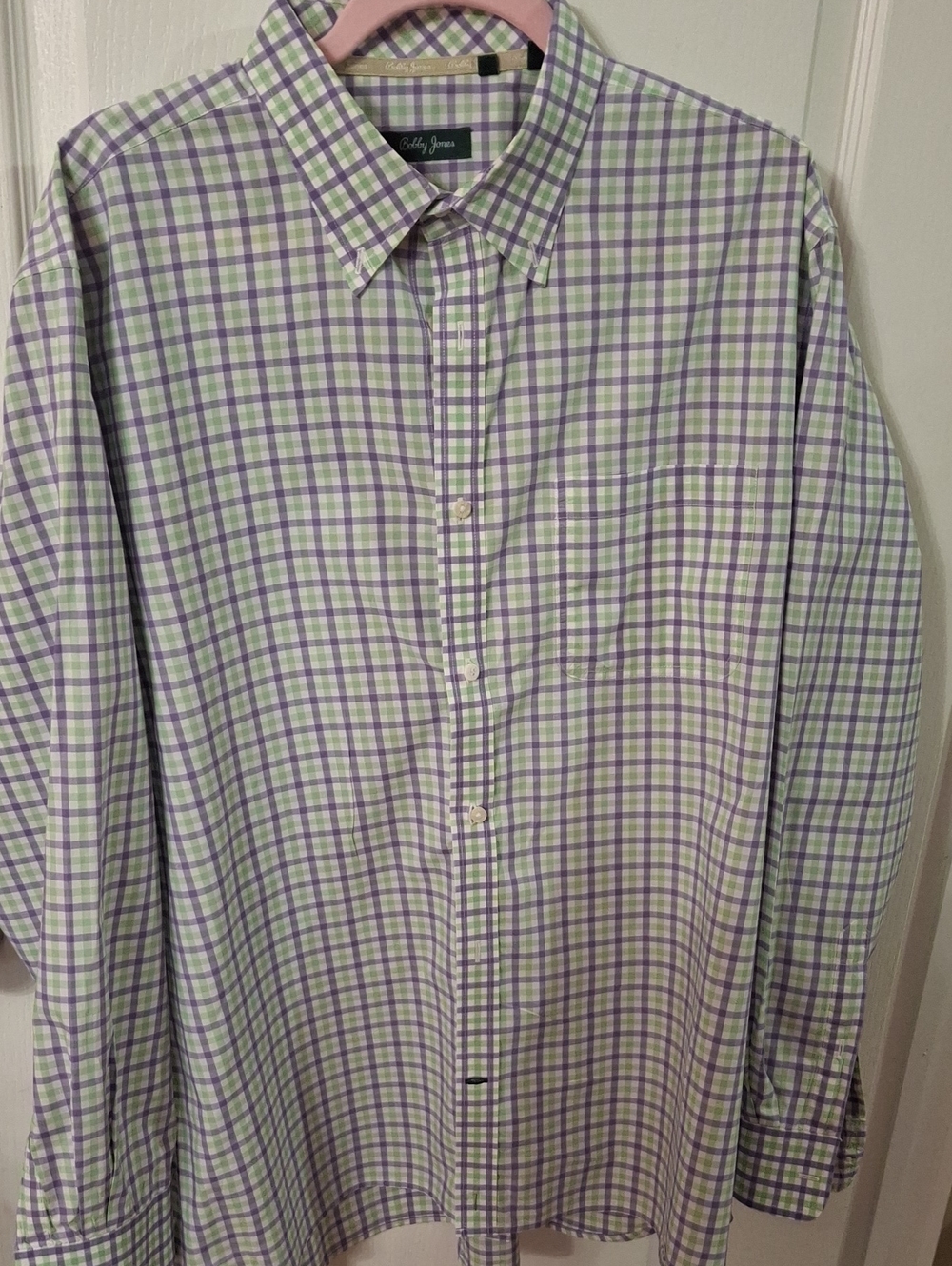 Bobby Jones Men’s Purple & Green Plaid Long Sleeve Button-Down Shirt Like New XL